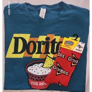 Doritos T-Shirt NWOT + Red Doritos Socks Bundle, Never Worn, Excellent Con